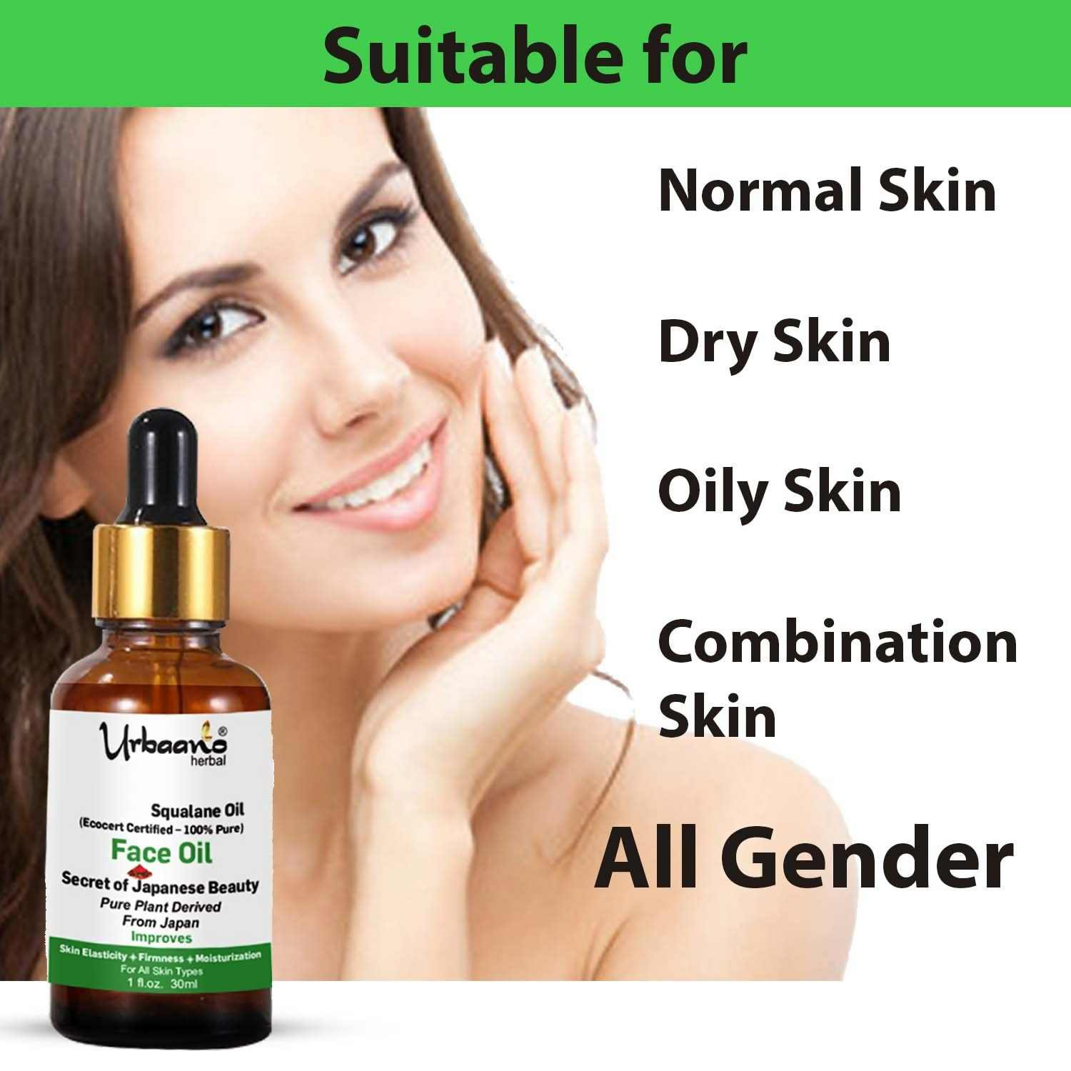 Urbaano Herbal Olive Squalane - 100% Pure Natural Plant-Derived Japanese Oil | Grocsy
