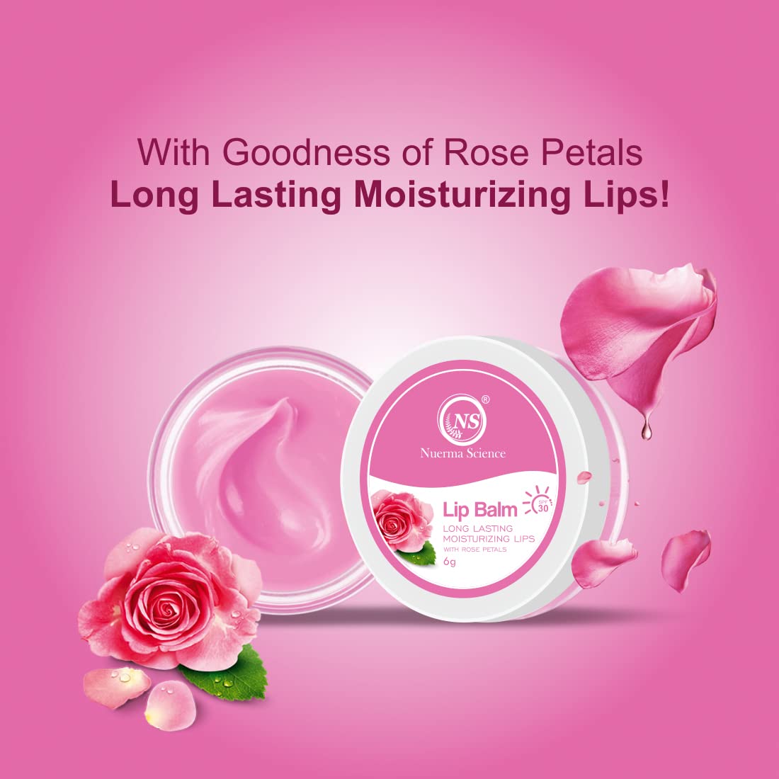 Nuerma Science Rose Petals Lip Balm | Long Lasting Moisturizing Lips | Grocsy