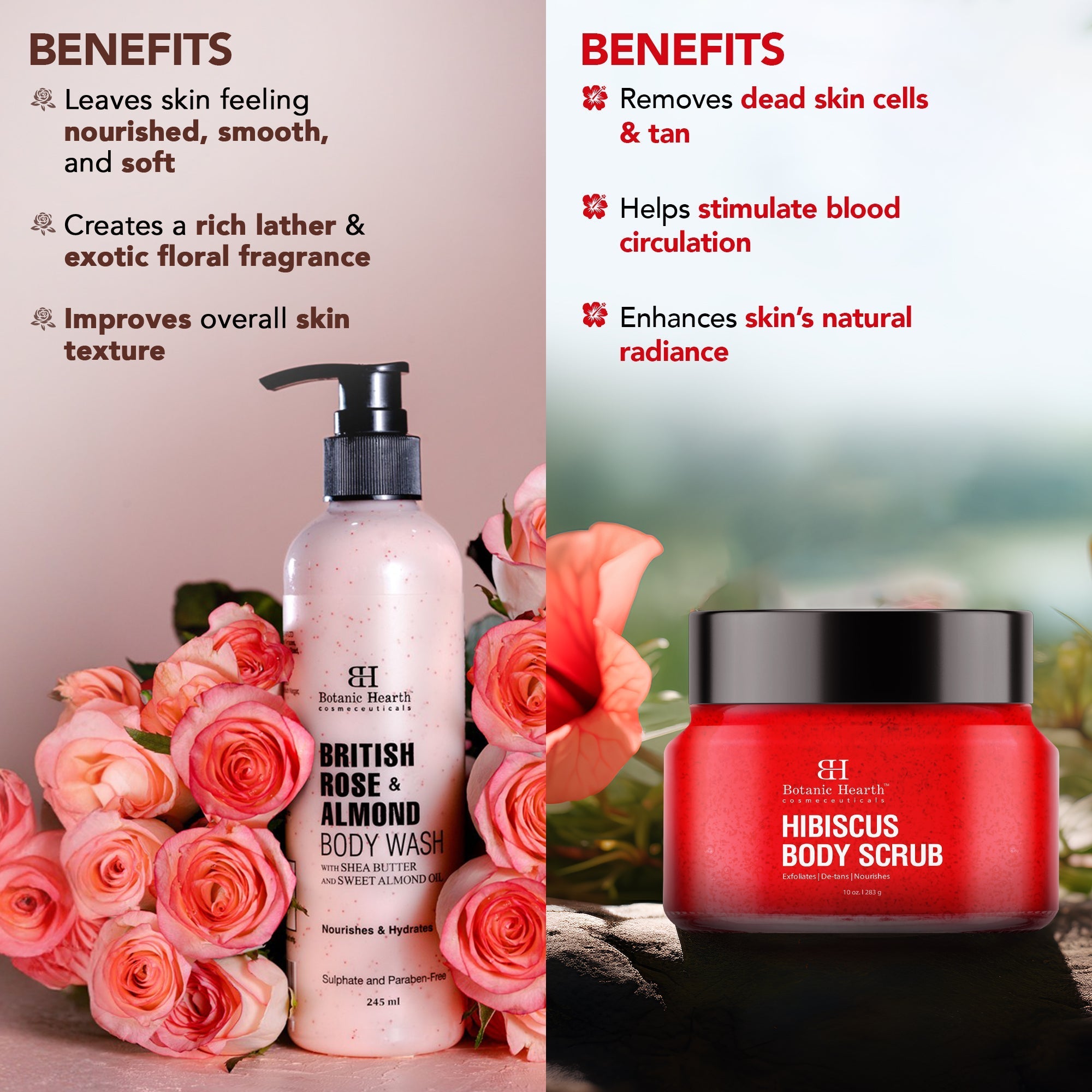 Botanic Hearth British Rose & Almond Body Wash | Grocsy