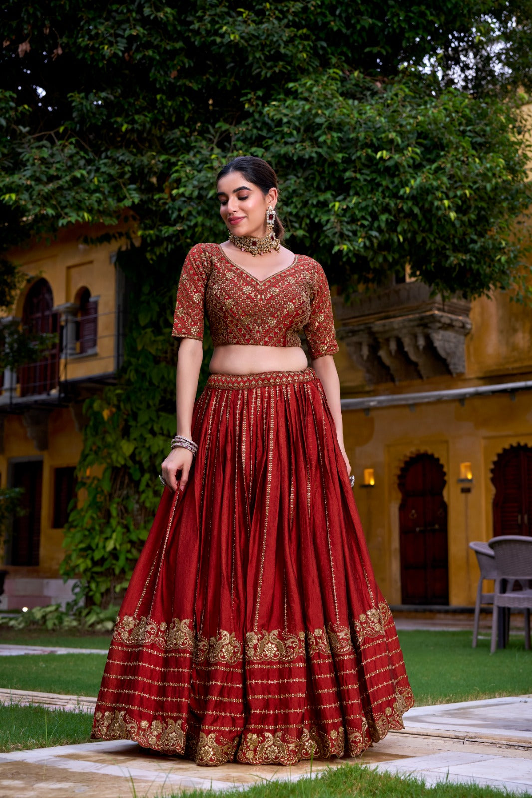 Lorenvalley Fashion Orange Rangoli Crush Sequins and Thread Embroidery Work Lehenga Choli with Dupatta | Grocsy