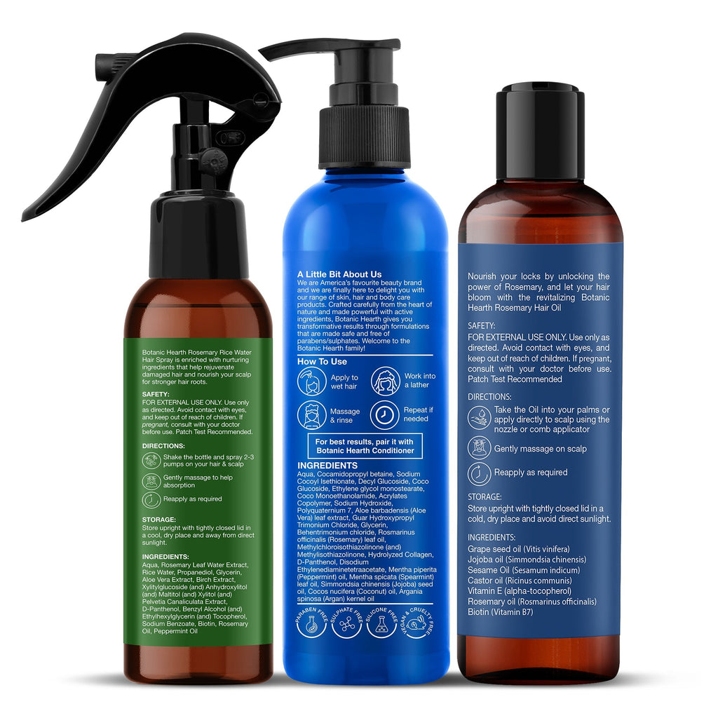Botanic Hearth Rosemary 3-Step Hair Care Trio | Grocsy
