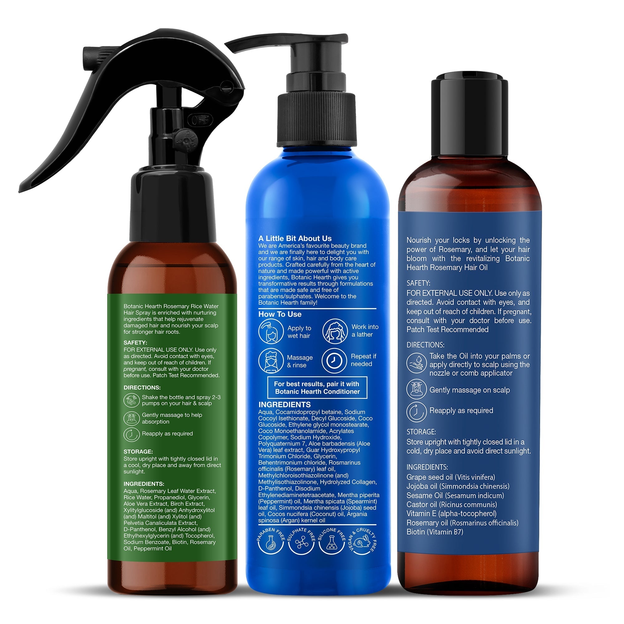 Botanic Hearth Rosemary 3-Step Hair Care Trio | Grocsy