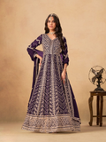 Anaita Wine Faux Georgette Stitched Anarkali Suit with Heavy Embroidery Work | Grocsy