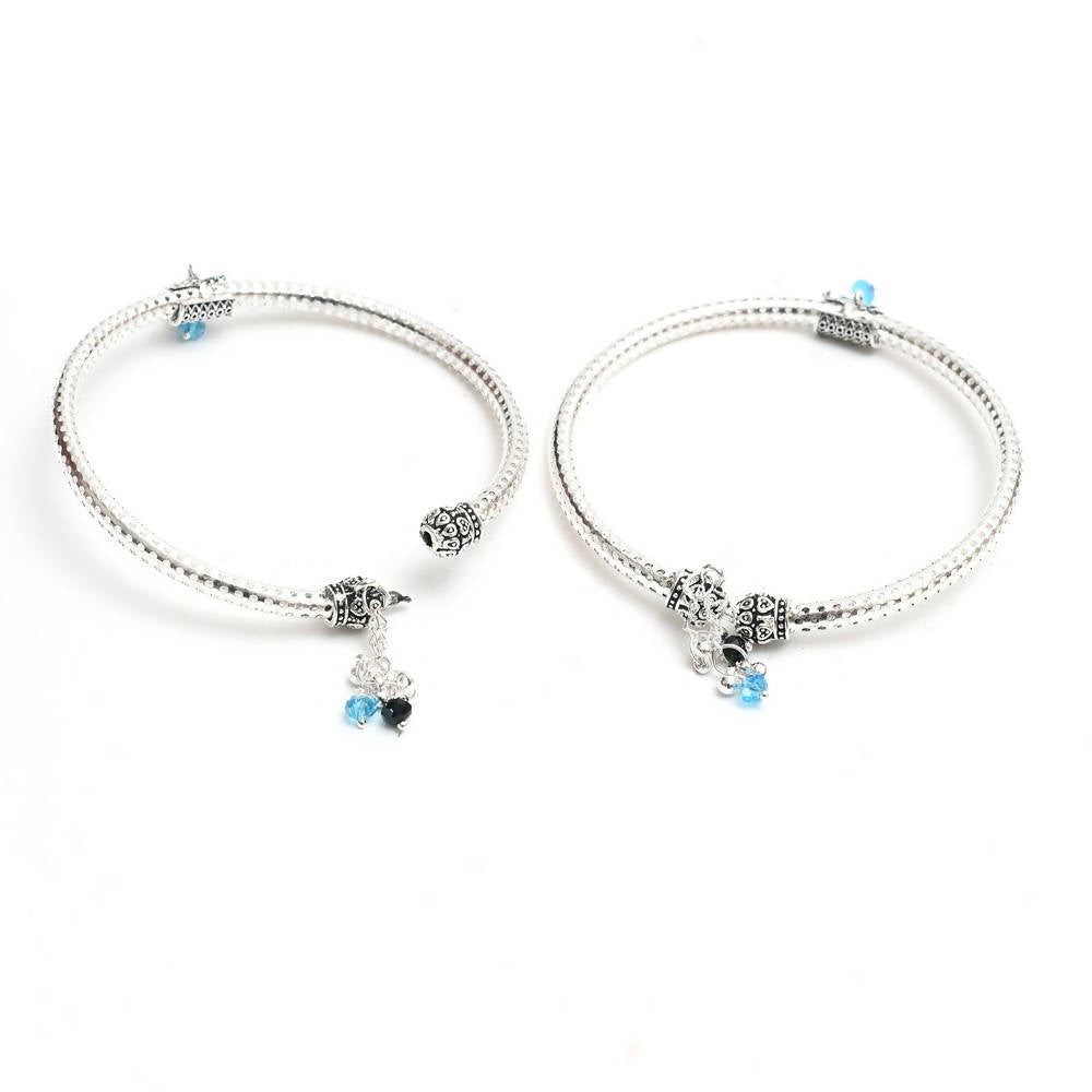 Mominos Fashion Kamal Johar Oxidised Silver Kadiyam Style Anklets | Grocsy