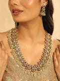 Nuyug 18K Gold Plated Divine Gold Tone Beaded Long Necklace Set | Grocsy