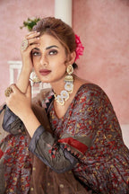 Everywhere Designer Maroon Dola Silk Gown With Dupatta - Anbazaar | Grocsy