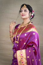 Jyoti Fashion Women's Purple Paithani Silk Zari Woven Saree with Blouse | Grocsy