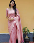 DEIANA'S Beautiful Designer Golden zari Soft Lichi Silk Saree - Pink | Grocsy
