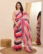 Pink Georgette Designer Printed Ready To Wear Saree - Ibiza | Grocsy