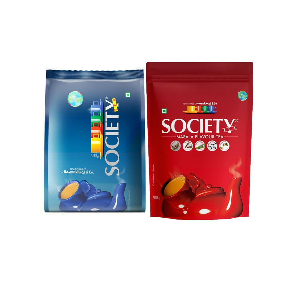 Society Leaf Tea & Masala Tea Pouch Combo | Grocsy