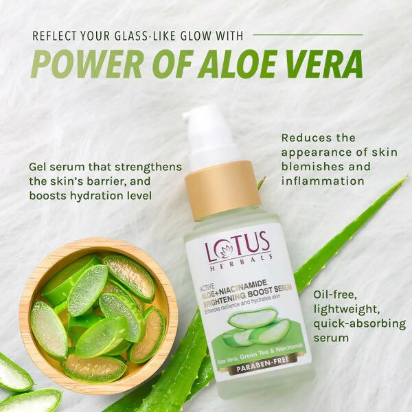 Lotus Herbals Active Aloe + Niacinamide Brightening Boost Serum | Grocsy