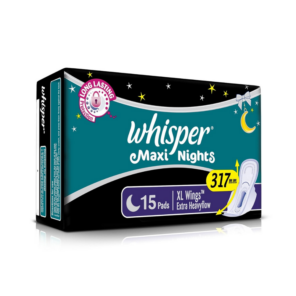 Whisper Maxi Nights Sanitary Pads for Women, XL | Grocsy