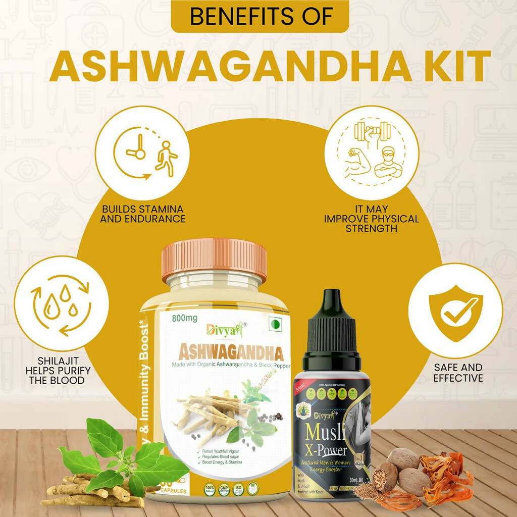 Divya Shree Ashwagandha Capsule & Musli Oil Combo | Grocsy