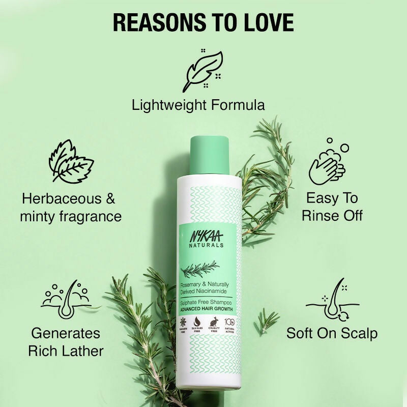 Nykaa Naturals Rosemary & Naturally Derived Niacinamide Shampoo + Mask Hair Growth | Grocsy
