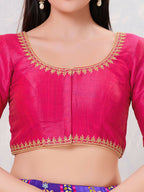 Joban Fashion Women Silk Dark-Pink Stitched Blouse | Grocsy