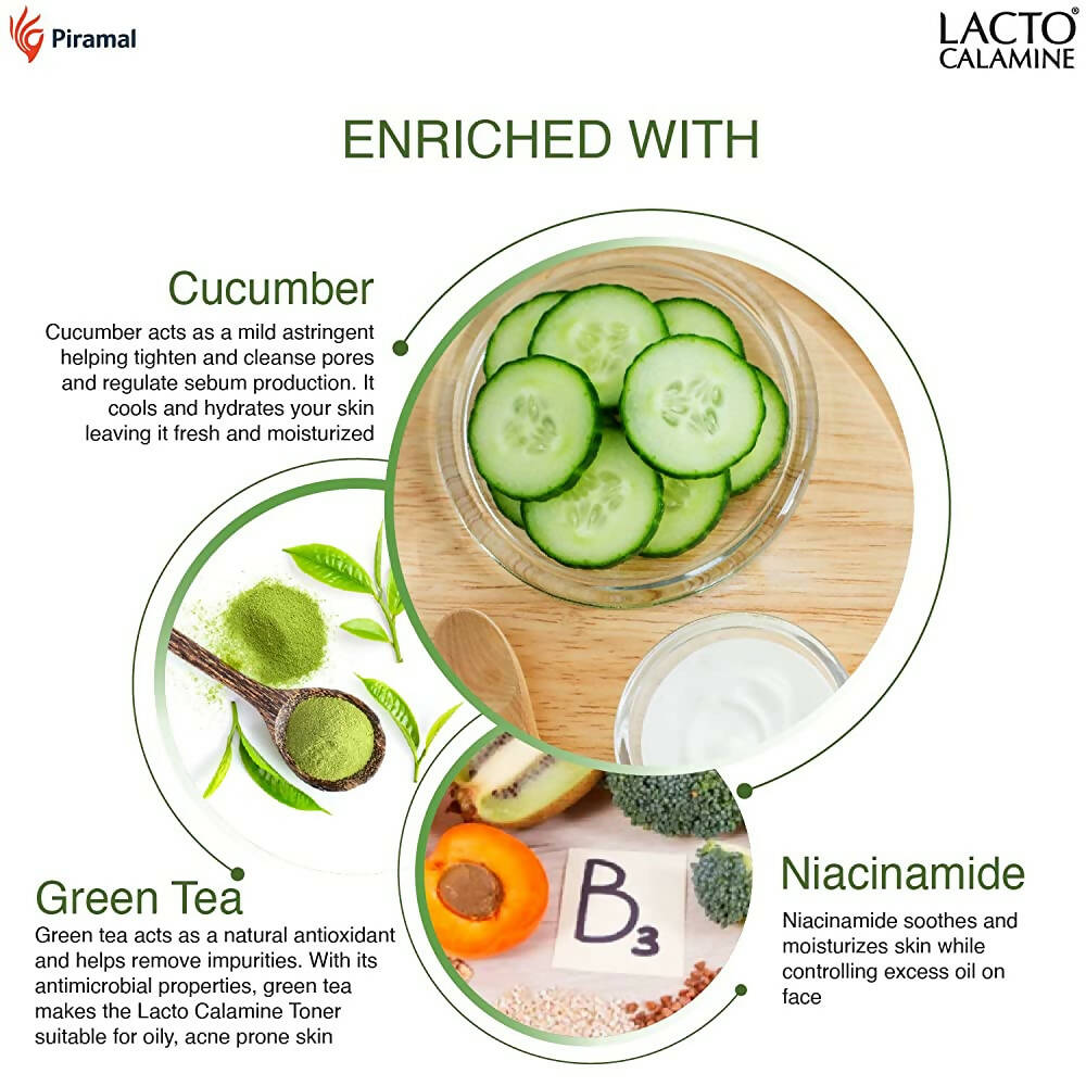 Lacto Calamine Face Toner Cucumber with Green Tea & Niacinamide | Grocsy