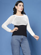 Women Winter White Color Cotton Pullover - Wool Trees | Grocsy