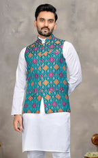 Anaita Blue Cotton Straight Kurta Pajama & Kurta With Jequard Work | Grocsy