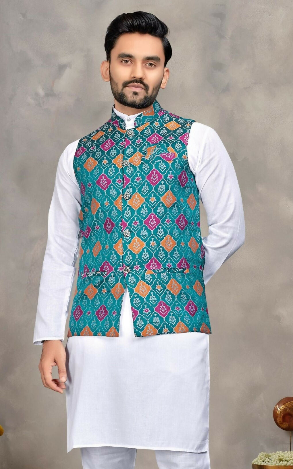 Anaita Blue Cotton Straight Kurta Pajama & Kurta With Jequard Work | Grocsy