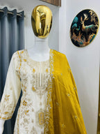 Teeya Creation White Color Chinon Silk Party Wear Trending Palazzo Set | Grocsy