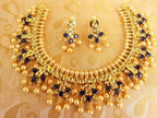 Blue Uncuts Guttapoosalu Necklace Set | Grocsy