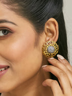 Nuyug 22k Gold Plated Filigree Statement Studs | Grocsy