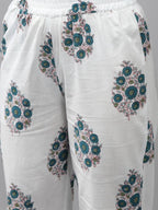 Yufta Green Hand Block Printed Kurta with Trouser and Dupatta | Grocsy