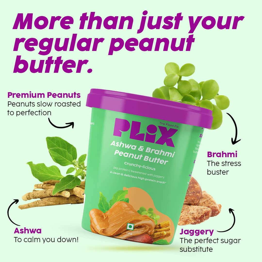 PLIX The Plant Fix Ashwagandha And Brahmi Peanut Butter | Grocsy