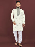 Anaita White Embroidered Silk Straight Kurta | Grocsy
