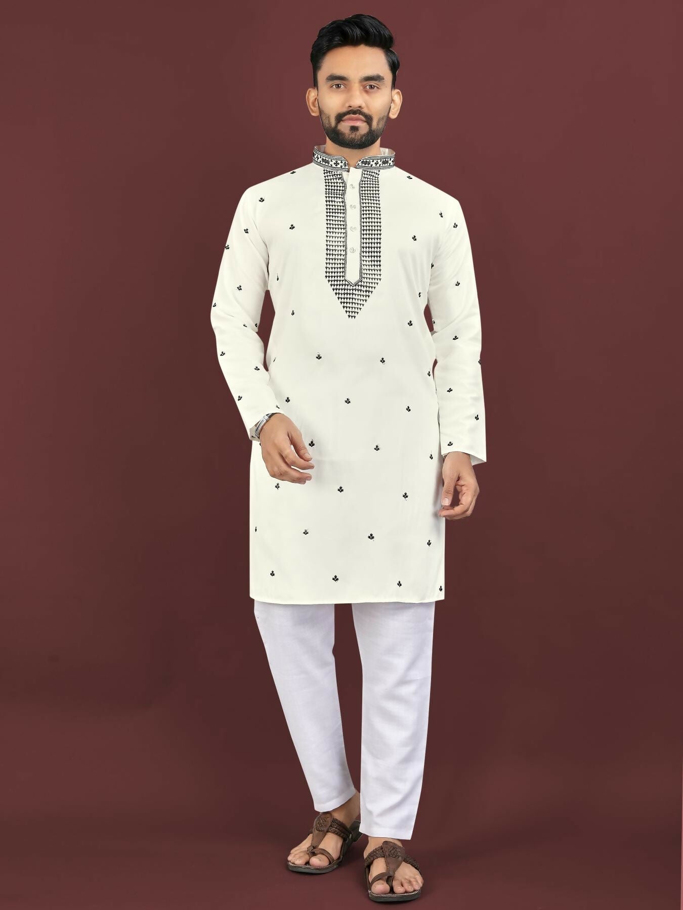 Anaita White Embroidered Silk Straight Kurta | Grocsy