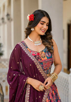 Wedding Partywear Colour Full Slim Georgette Lehengha Choli With Dupata - Agnidhara | Grocsy