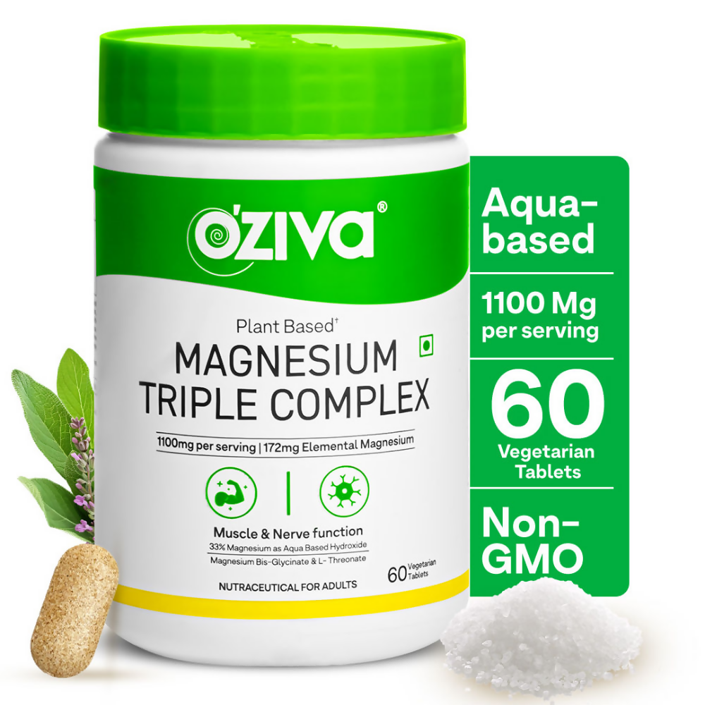 Oziva Plant Based Magnesium Triple Complex Tablets | Grocsy