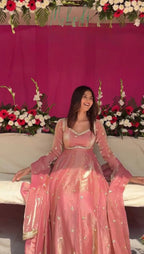 Prazu Fashion Dusty Rose Pink Fendy Silk Thread Sequence Anarkali Suit | Grocsy