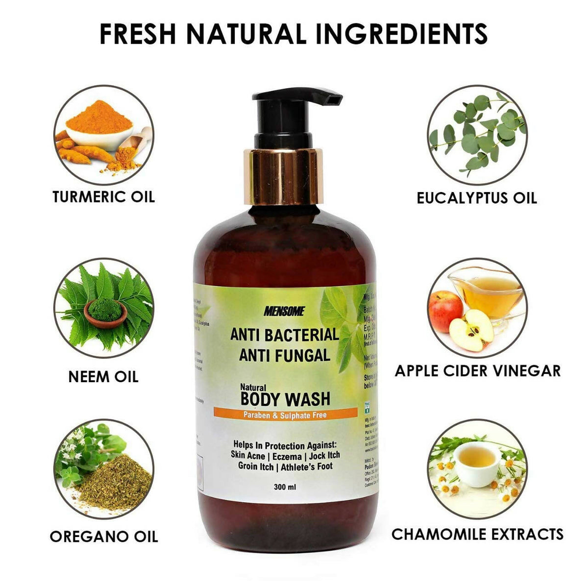 MENSOME Natural Anti Bacterial & Anti Fungal Body Wash Gel | Grocsy