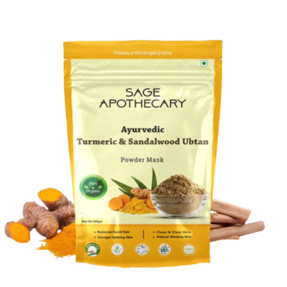Sage Apothecary Ayurvedic Turmeric & Sandalwood Ubtan Powder Face Mask | Grocsy