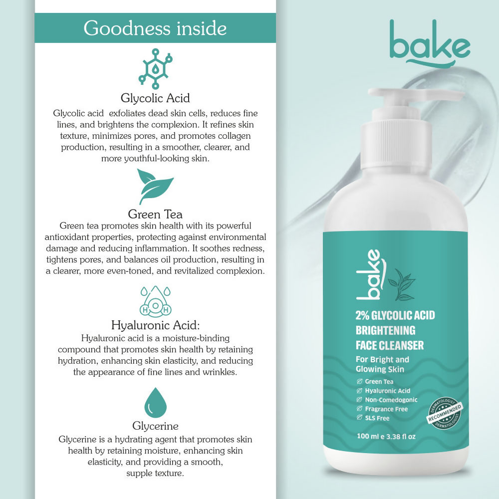 Bake 2% Glycolic Acid Exfoliating Face Wash | Grocsy