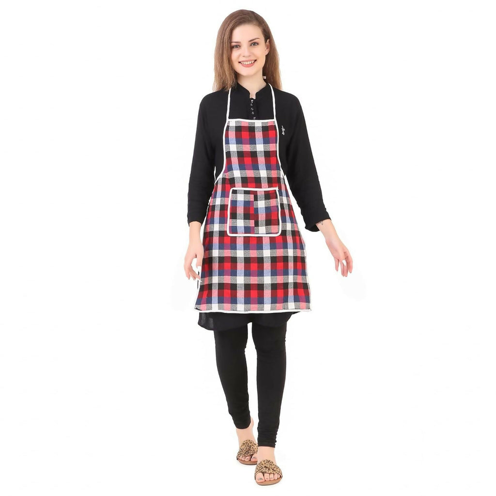 Glun Waterproof Cotton Kitchen Apron With Front Pocket-Multicolour (Pack of 2) | Grocsy