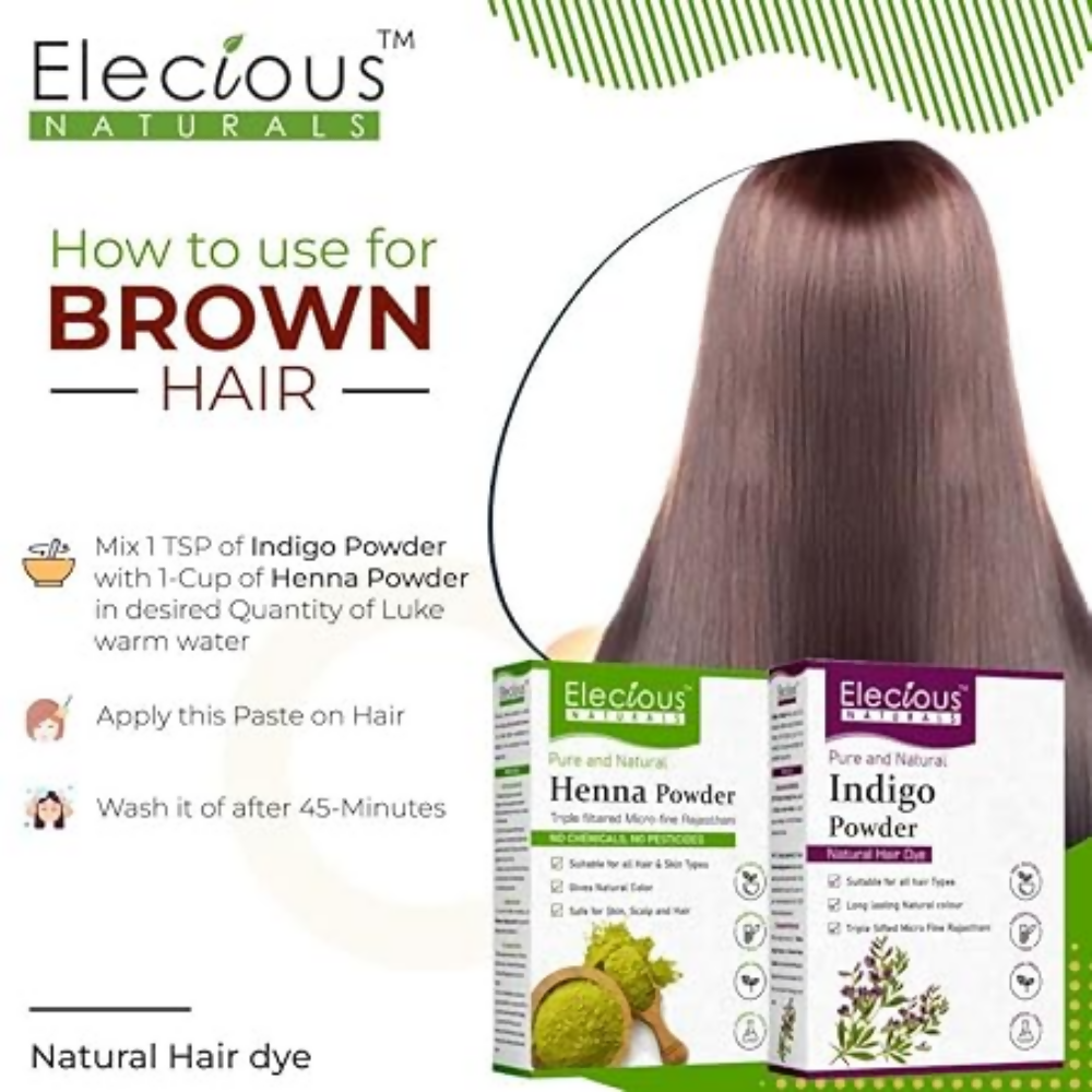 Elecious Naturals Indigo and Henna powder for Black Hair | Grocsy