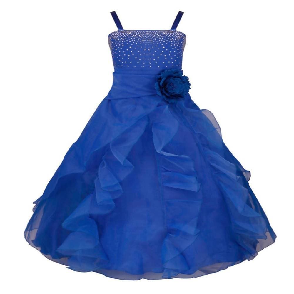 Asmaani Baby Girl's Blue Colour Satin A-Line Maxi Full Length Dress (AS-DRESS-22089) | Grocsy