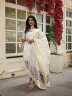 The52 White Women's Beautiful Viscose Jacquard Fabric Printed Work Straight Kurta Pant and Dupatta Set | Grocsy