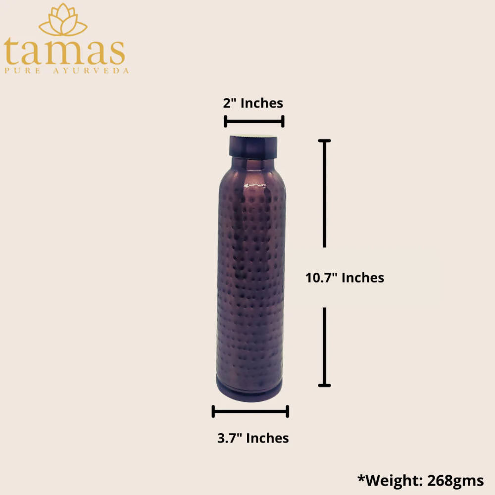 Tamas Hammered Antique Oreo Copper Water Bottle | Grocsy