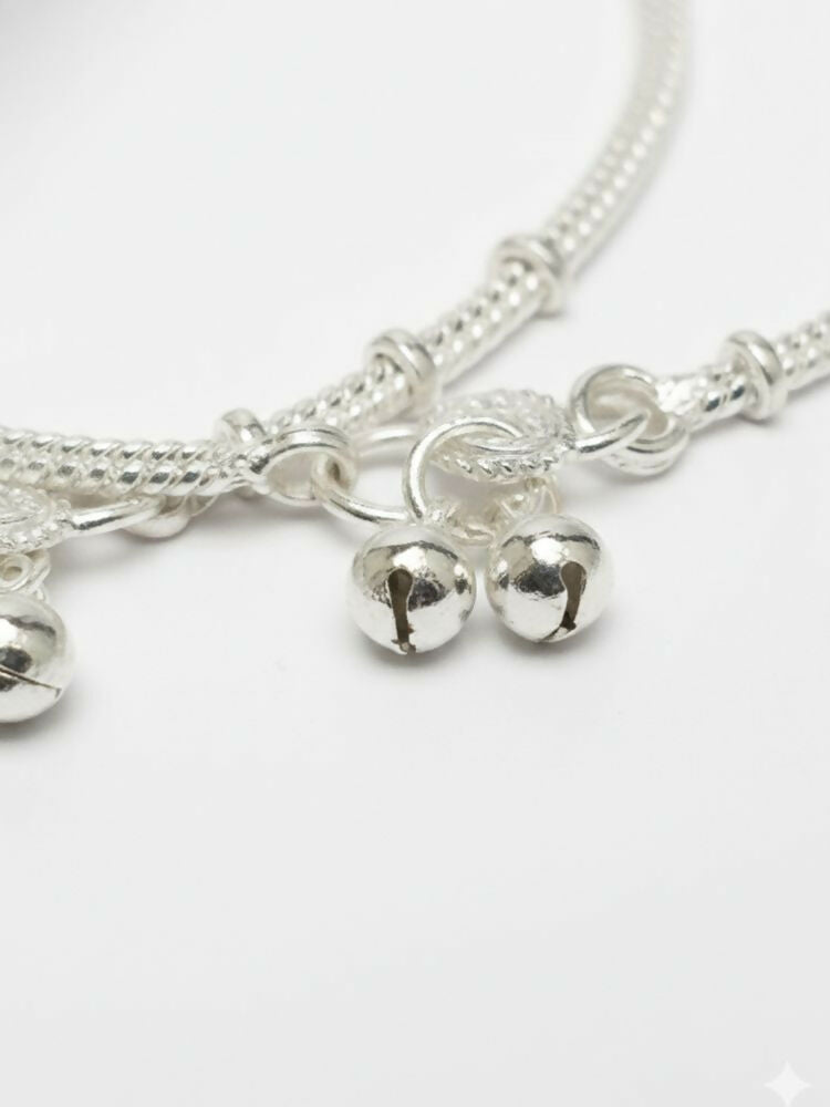 NVR Women Set of 2 Silver Plated Anklet | Grocsy