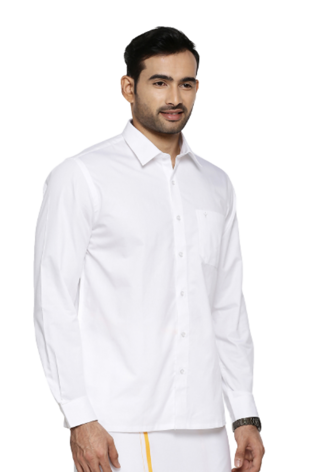 Ramraj Cotton Mens Full Sleeve Formal 100 % Cotton White Shirt | Grocsy