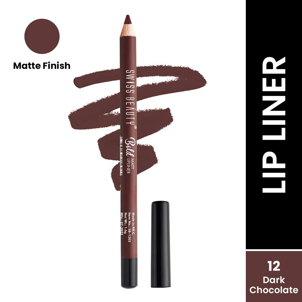 Swiss Beauty Bold Matt Lip Liner Pencil- 12 Dark Chocolate | Grocsy
