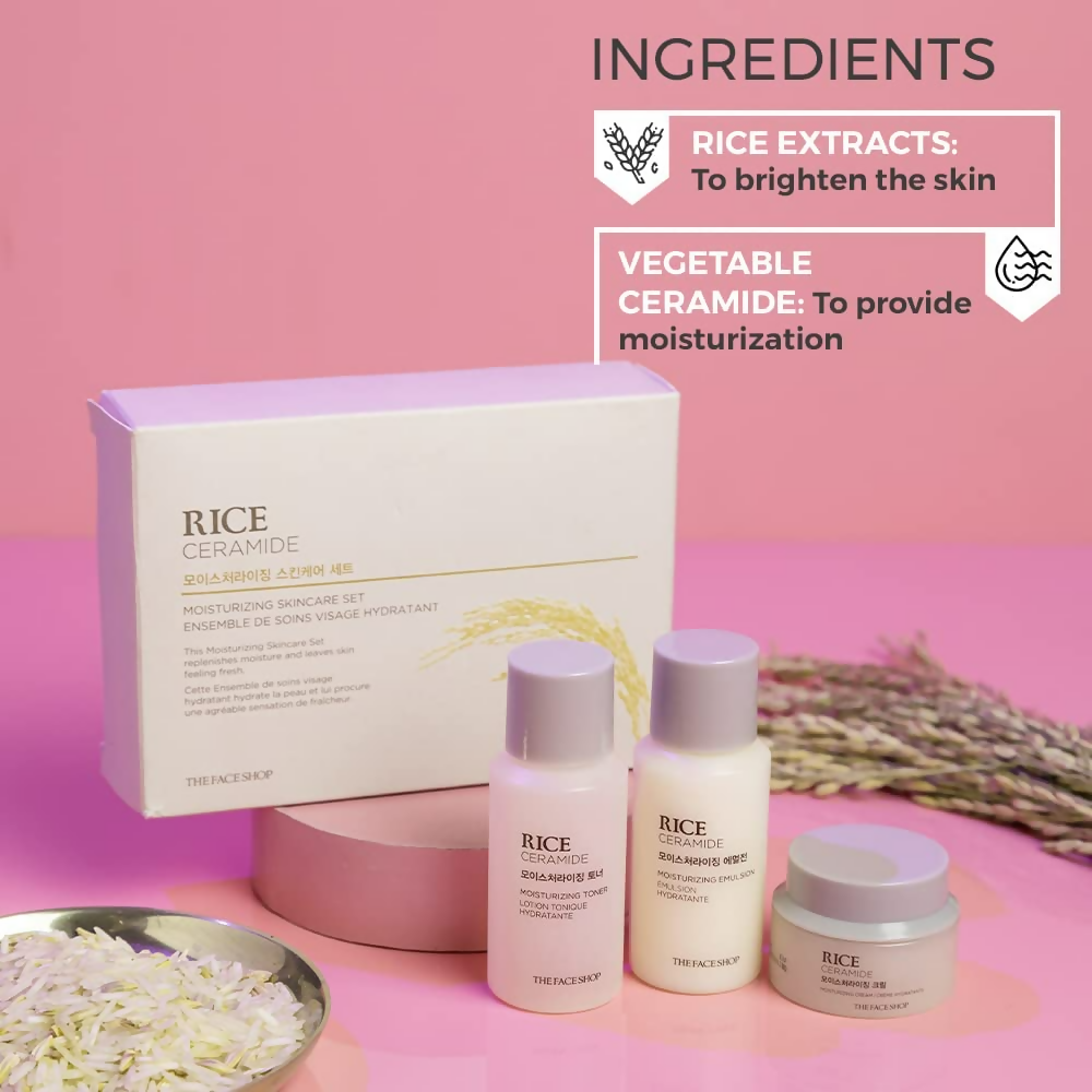 The Face Shop Rice & Ceramide Moisturizing Skincare Set Kit | Grocsy
