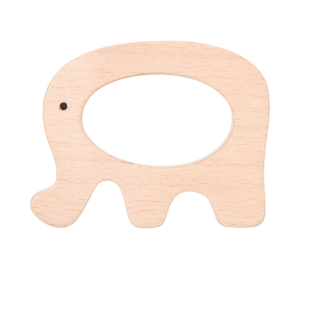 Nesta Toys Wooden Car & Elefant Teether Set, Beech Wood Teether for Babies | Grocsy