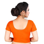 Vamika Orange Lycra Plain Blouse | Grocsy