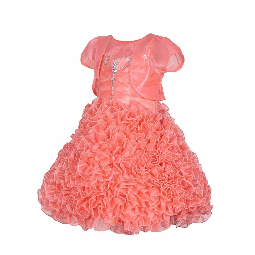 Asmaani Baby Girls Gajri Tissue Net Knee Length Frock ( AS-DRESS-22151) | Grocsy