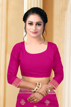 Vedant Vastram Litchi Silk Designer Banarasi Saree - Magenta | Grocsy