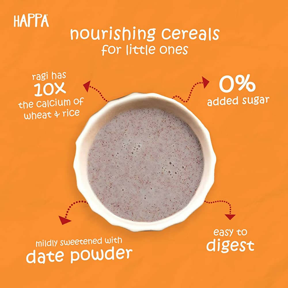 Happa Organic Baby Food Sprouted Ragi, Almonds + Dates Porridge Mix-Stage 2 | Grocsy